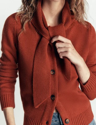 Boden Women's Lydia Tie Neck Knit Cardigan in Brown | Size Small | Boden (US)