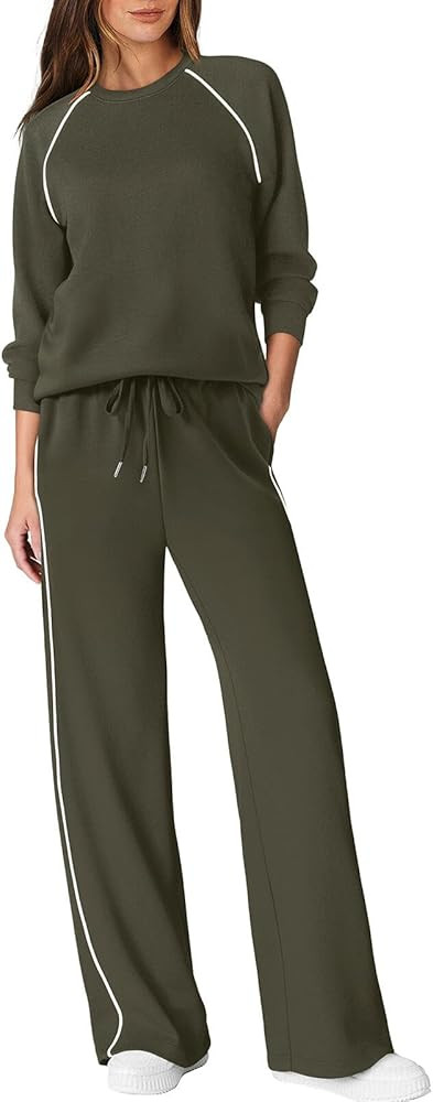 Sampeel Women 2 Piece Lounge Sets Sweatsuit Fall Outfits Matching Wide Leg pants Set Tracksuit Tr... | Amazon (US)
