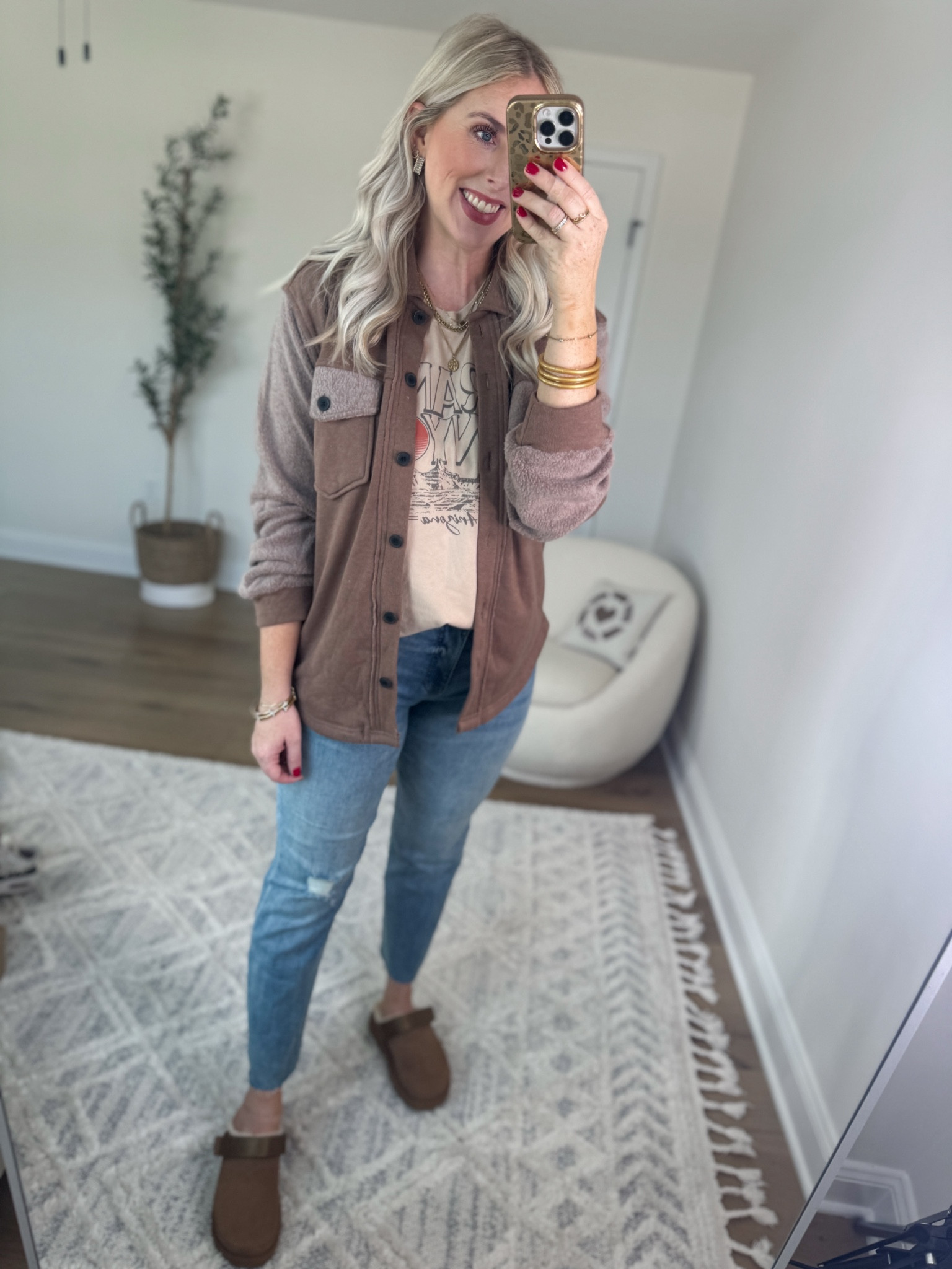 Nordstrom Anniversary Sale try on 
Shacket- medium 
Tee- medium 

#LTKSaleAlert #LTKxNSale #LTKFindsUnder50