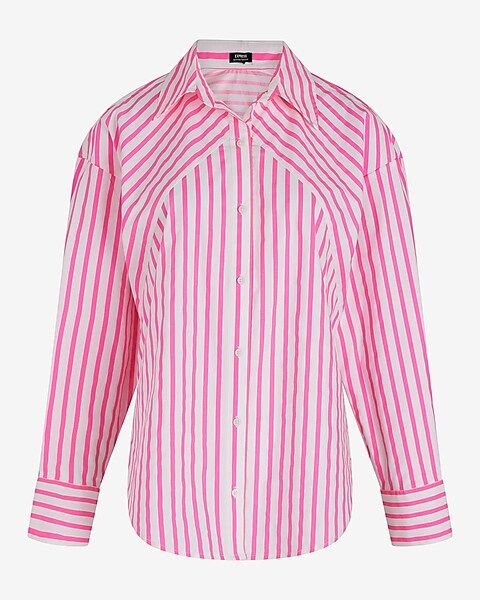 Poplin Striped Boyfriend Portofino Shirt | Express