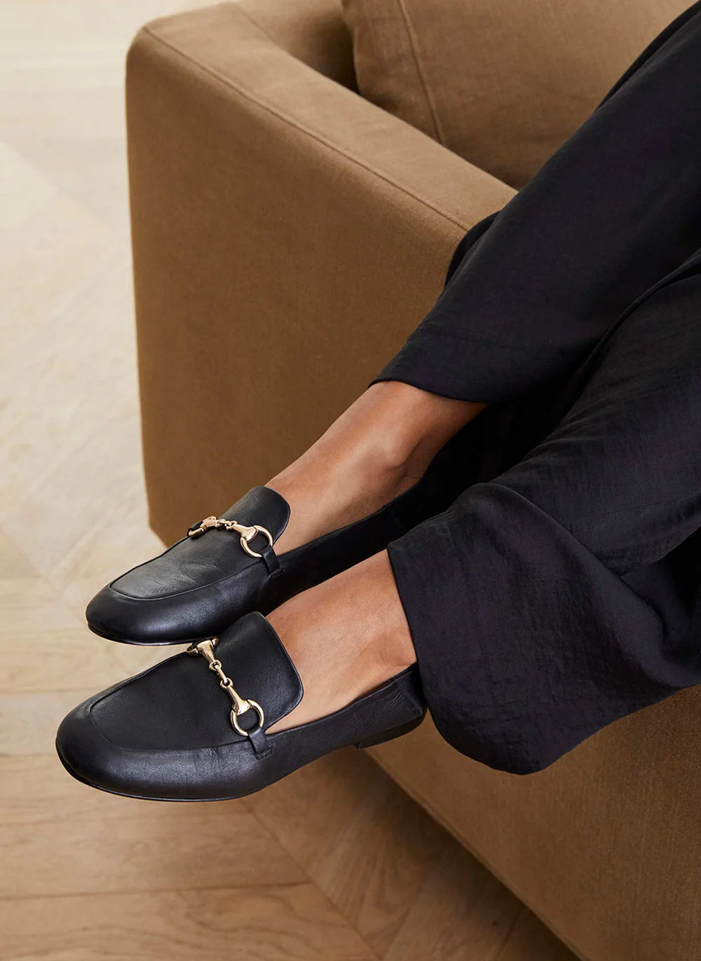 Camille Black Leather Loafers | Mint Velvet