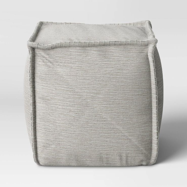 Blanket Stitch Outdoor Pouf Gray - Threshold™ | Target