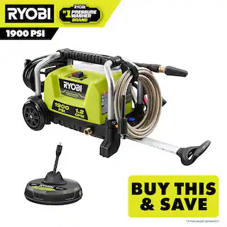 1900 PSI 1.2 GPM Cold Water Wheeled Electric Pressure Washer with 12 in. Surface Cleaner | The Home Depot