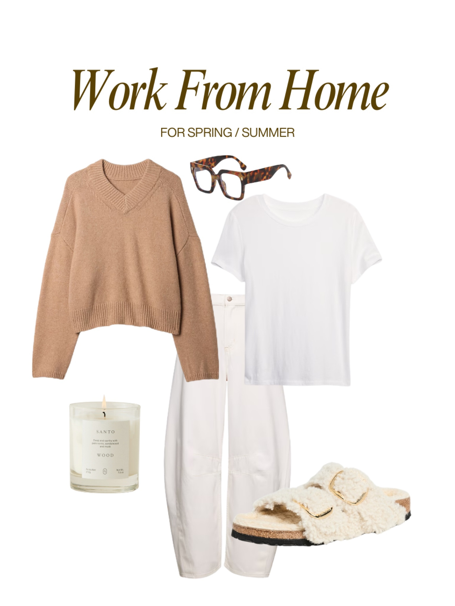 work from home outfit idea 🤎 casual outfit, weekend look, every day outfit idea, Birkenstocks, candle, sweater, white t-shirt, blue light glasses 

#LTKFindsUnder50 #LTKFindsUnder100 #LTKSpringSale