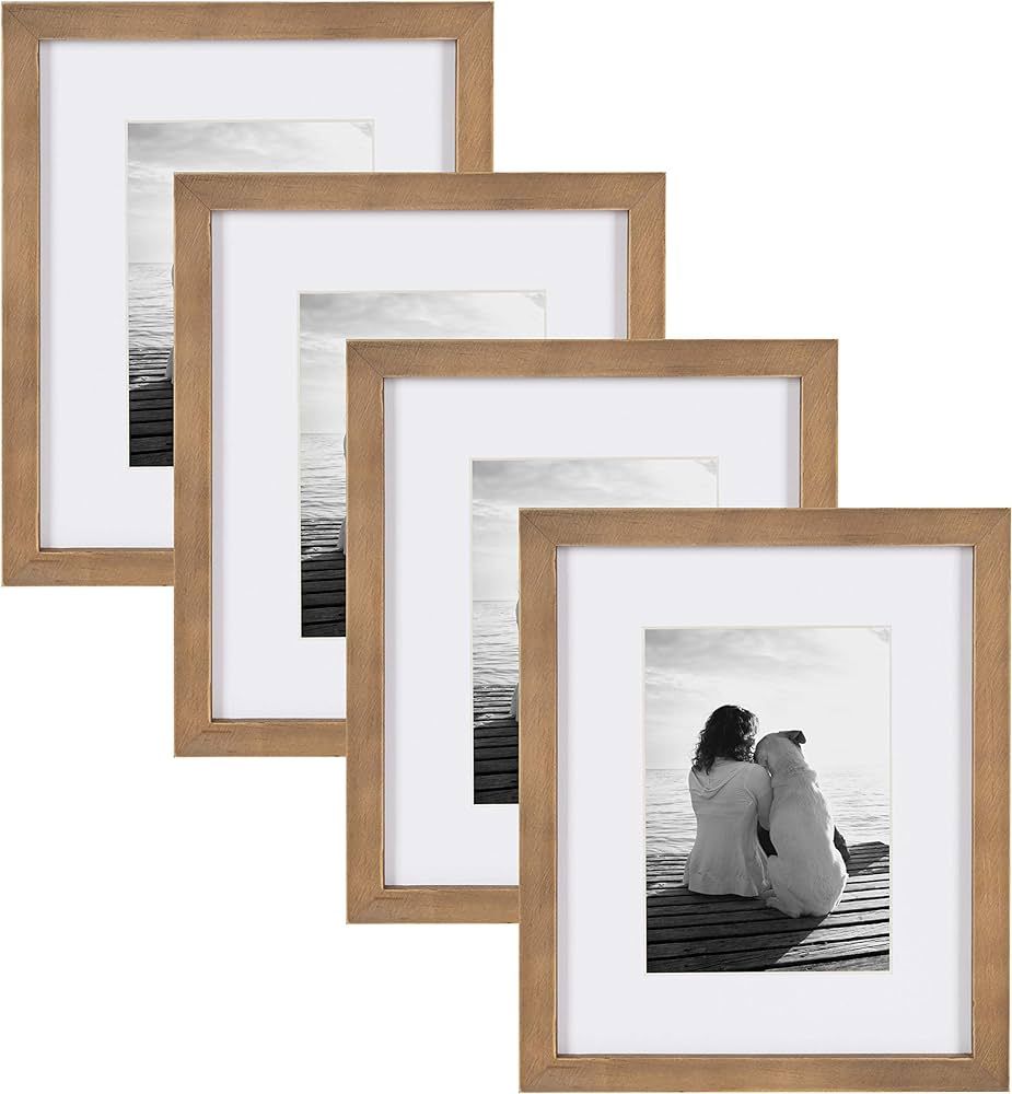 DesignOvation Gallery Wood Photo Frame Set for Customizable Wall or Desktop Display, Rustic Brown... | Amazon (US)