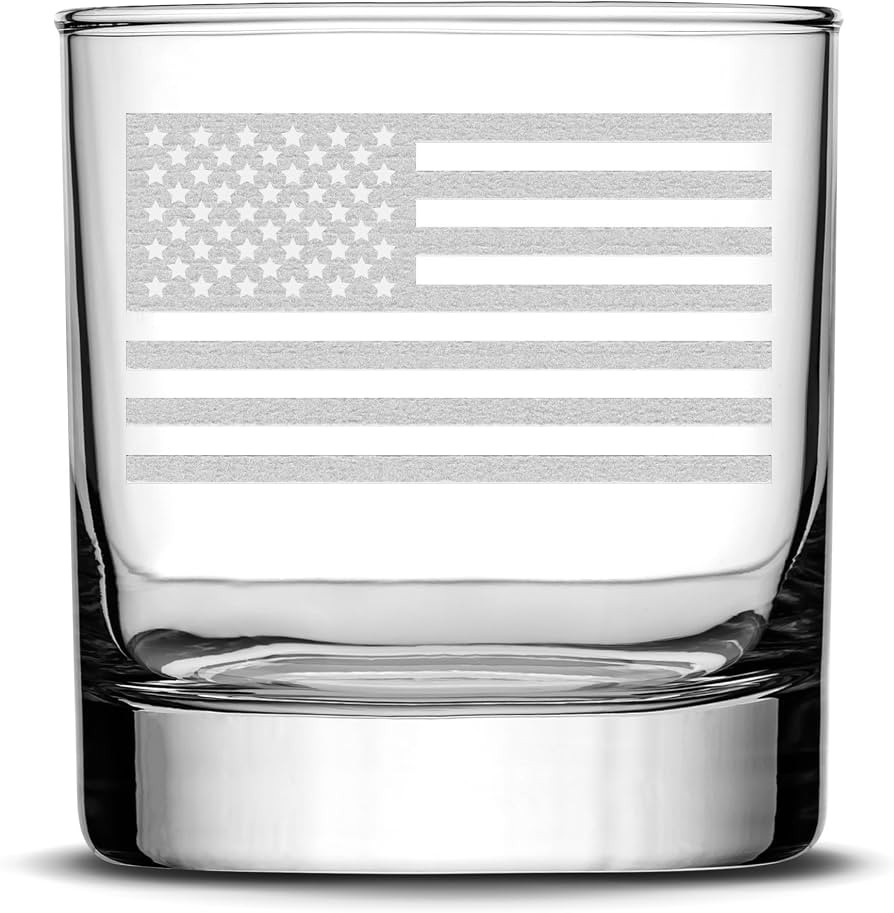 Integrity Bottles, American Flag, Premium Whiskey Glass, Handmade, Handblown, Hand Etched Gifts, ... | Amazon (US)