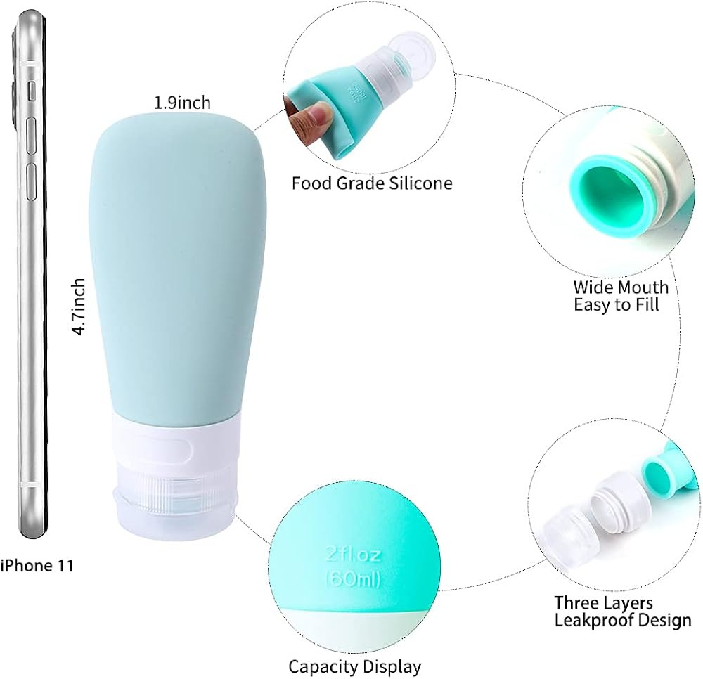 INSFIT Portable Travel Bottles, TSA Carry On Approved Toiletries Containers, 3 Ounce Leak Proof S... | Amazon (US)