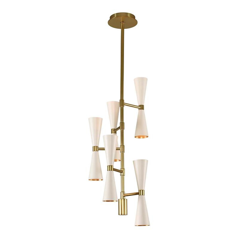 Kalco Lighting Milo 13" 10-light Metal Foyer Chandelier in White/Vintage Brass | Walmart (US)