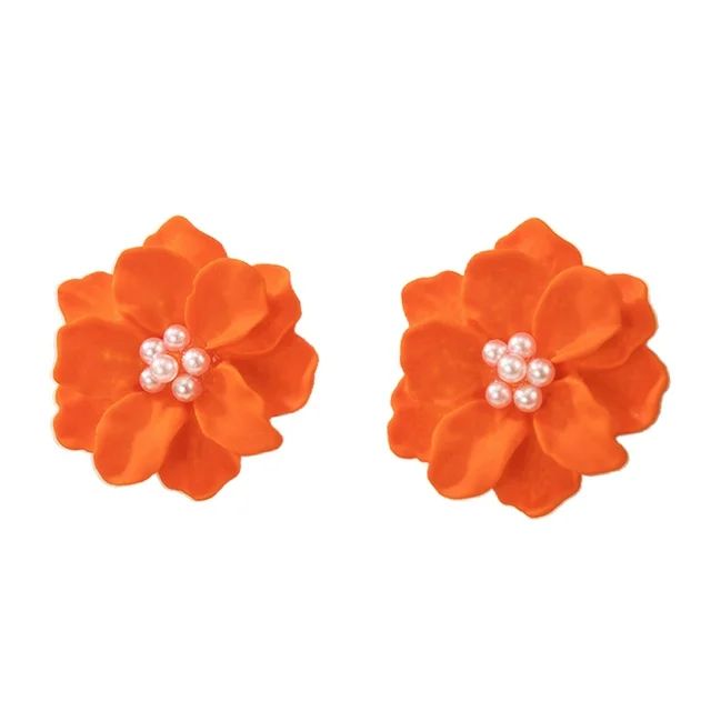 SIEYIO 1 Pair Big Orange Pink White Yellow Camellia Flower Earrings for Women Elegant Gift Ear St... | Walmart (US)