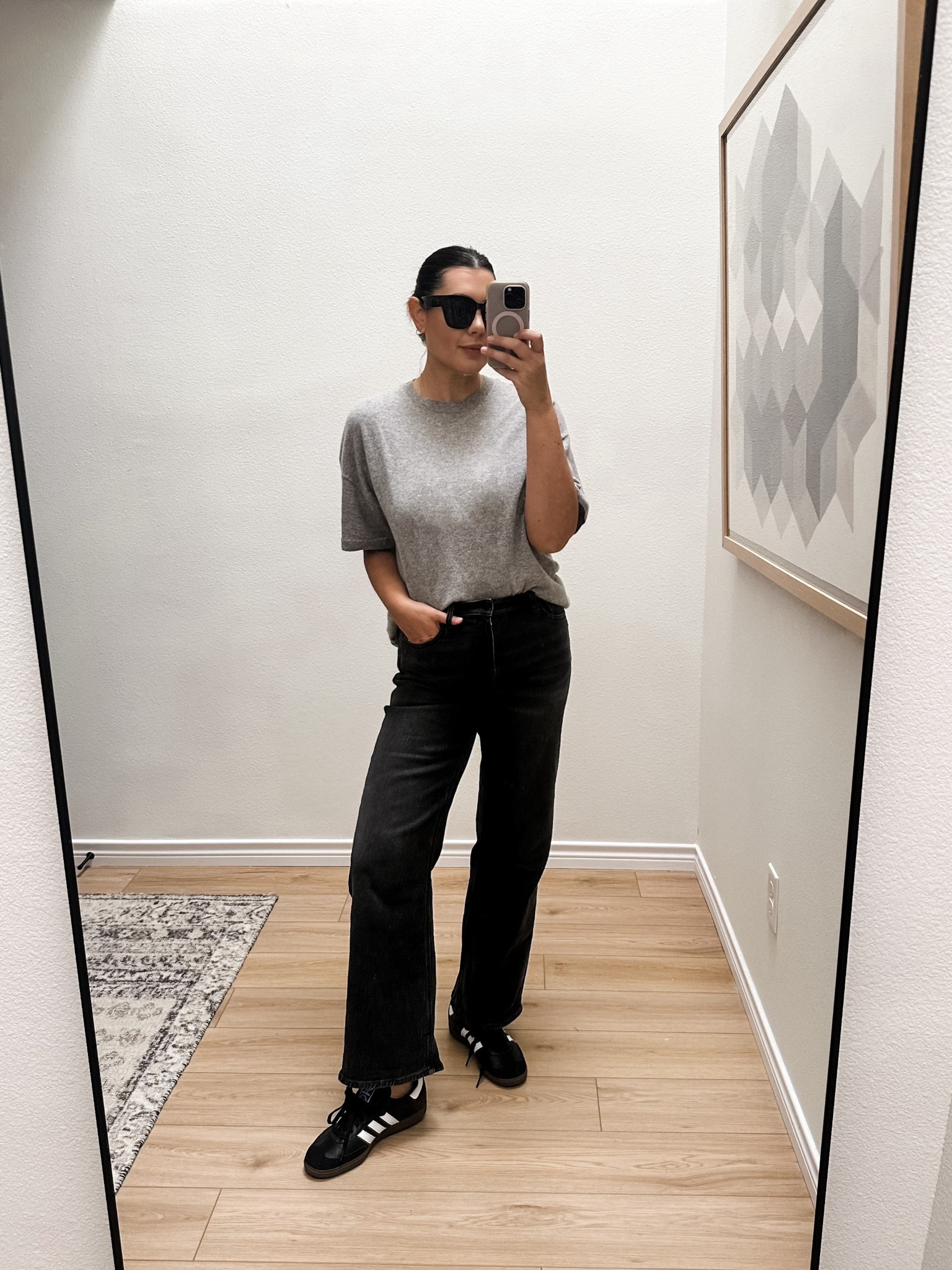 This cashmere sweater tee is 20% off today! Use code LTK20 at checkout. I’m in the medium, fit is oversized and loose.

My jeans are Quince, I’m in the 30. True to size. 

#LTKFindsUnder100 #LTKxMadewell #LTKOver40