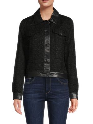Calvin Klein Tweed Trucker Jacket on SALE | Saks OFF 5TH | Saks Fifth Avenue OFF 5TH