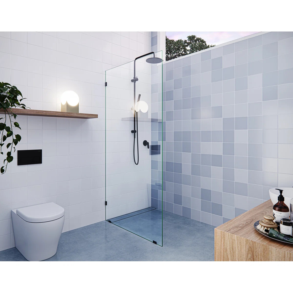 Glass Warehouse Vela 35 in. x 78 in. Fully Frameless Single Fixed Shower Panel & Reviews | Wayfai... | Wayfair North America