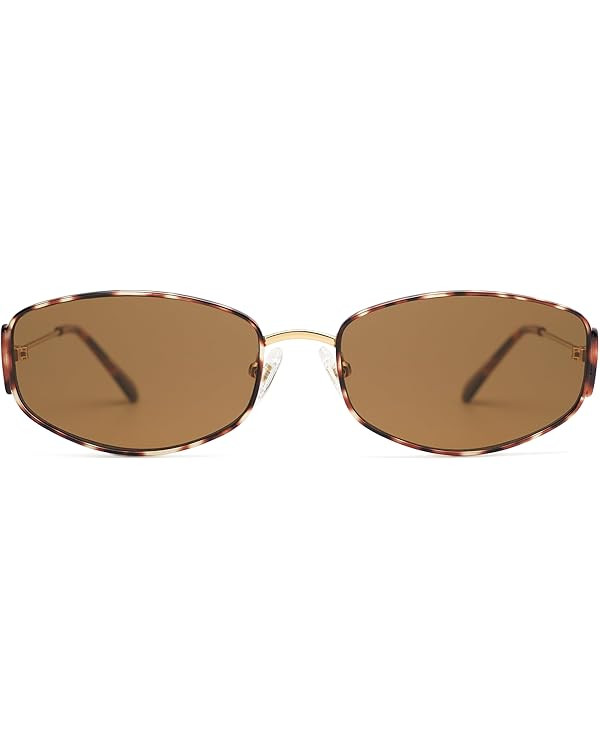 Retro Oval Sunglasses For Women Men Hexagonal Rectangle Metal Frame Sun Glasses AP3625 | Amazon (US)