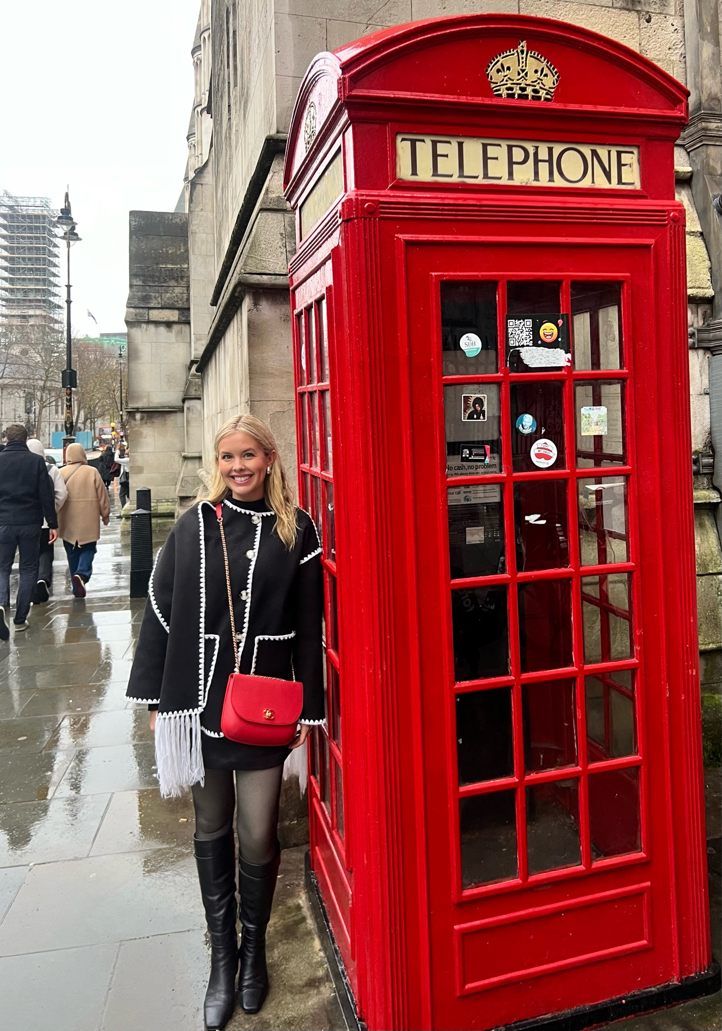 This coat/scarf is adorable and the shoes are way on sale (very comfortable for lots of walking). Wearing a S and a 6 in the boots!