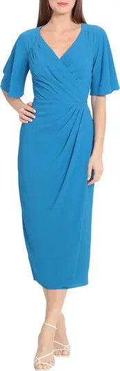 Flutter Sleeve Faux Wrap Midi Dress | Nordstrom