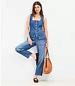 Denim Square Neck Pocket Vest Top in Classic Mid Wash | LOFT
