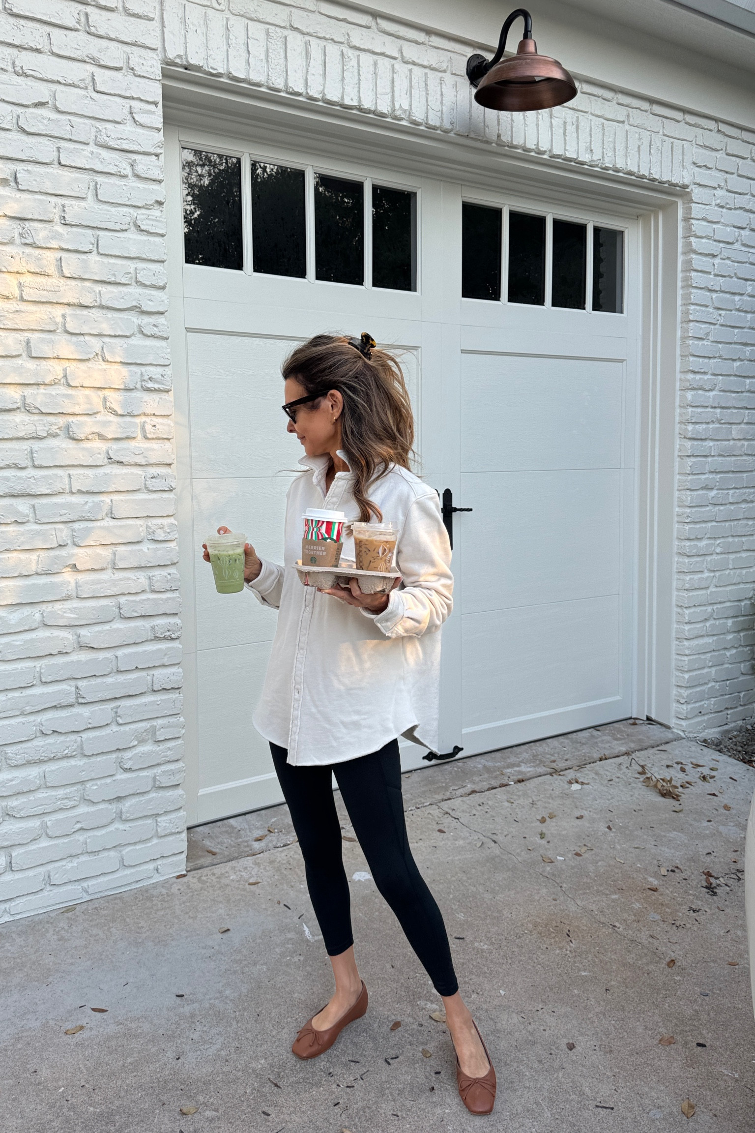 Look for Less linked too 
-Frank and Eileen fleece button up o oversized to a M 
-lulu leggings
-ballet flats with full bed memory foam. TTS 


#LTKFitness #LTKShoeCrush #LTKOver40