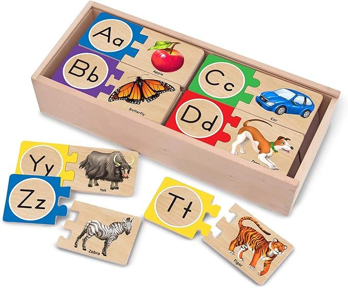 Melissa & Doug Self-Correcting Alphabet Letter Puzzles (Developmental Toys, Wooden Storage Box, D... | Amazon (US)