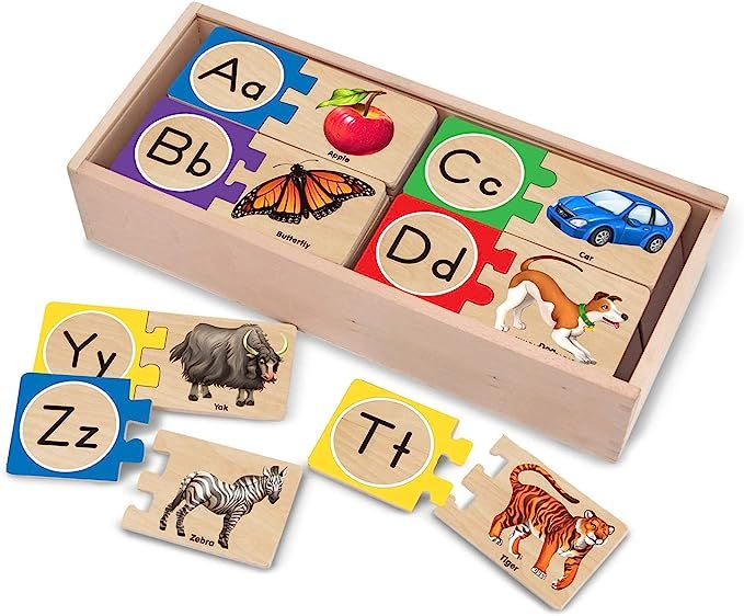 Melissa & Doug Self-Correcting Alphabet Letter Puzzles (Developmental Toys, Wooden Storage Box, D... | Amazon (US)