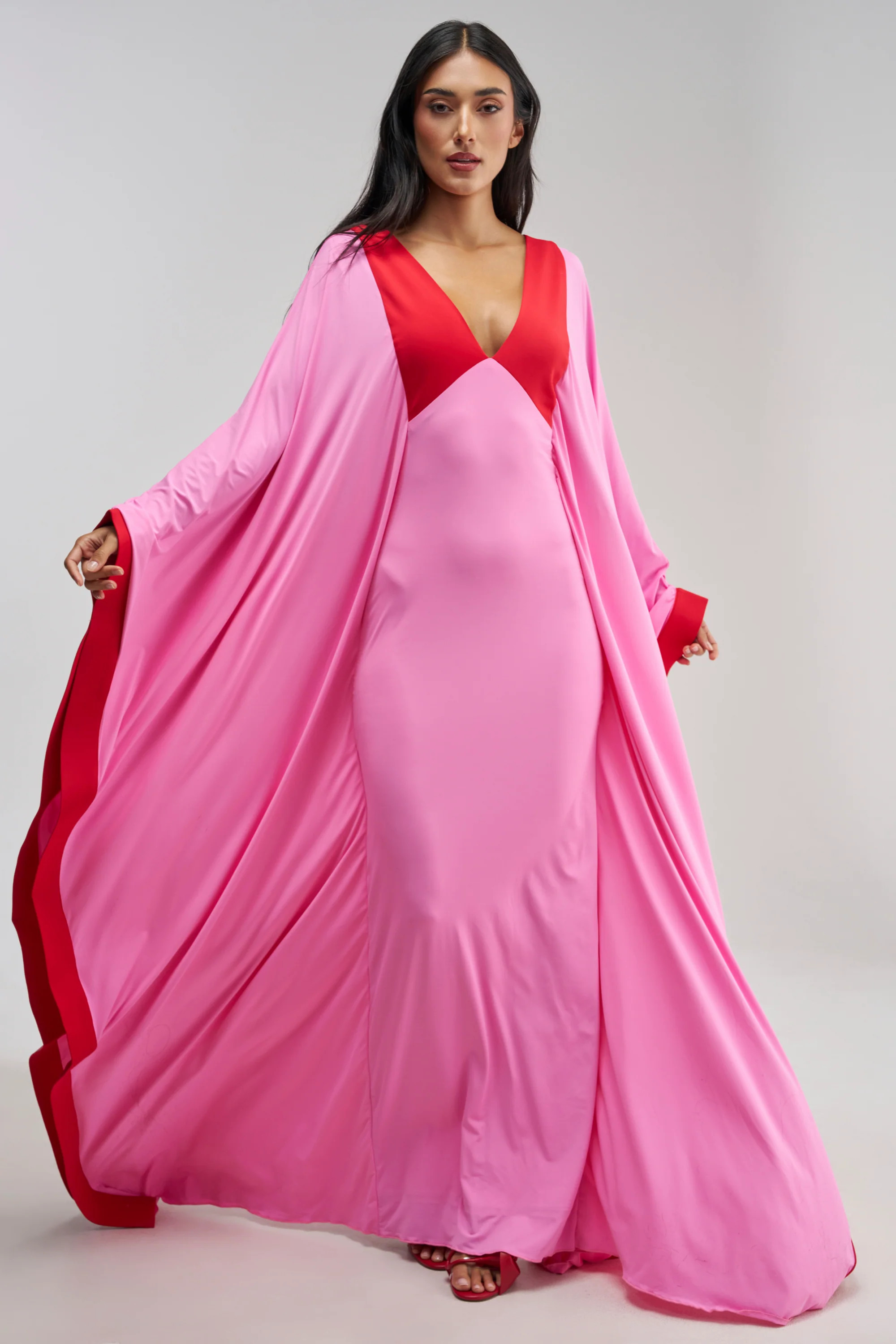 Pink Maxi Bodycon Dress, Cape Sleeves | AKIRA | AKIRA