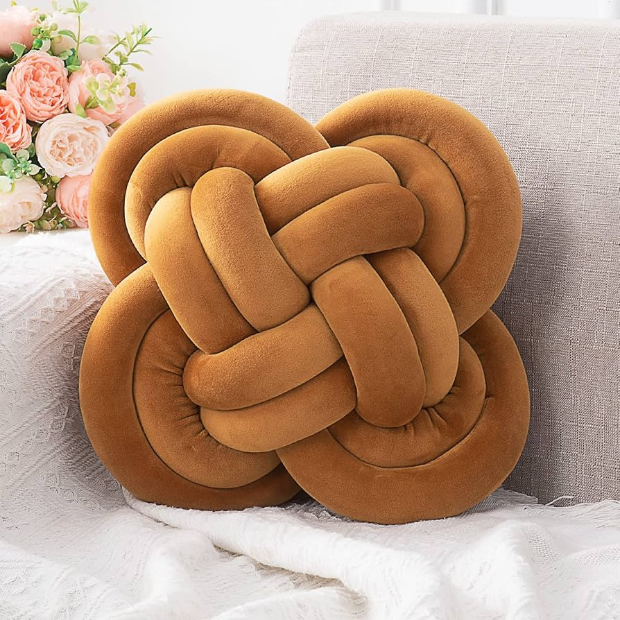 Xiashrk Knot Pillow, Decorative Throw Pillows with Soft Plush for Couch, 12" Knotted Pillows Brow... | Amazon (US)