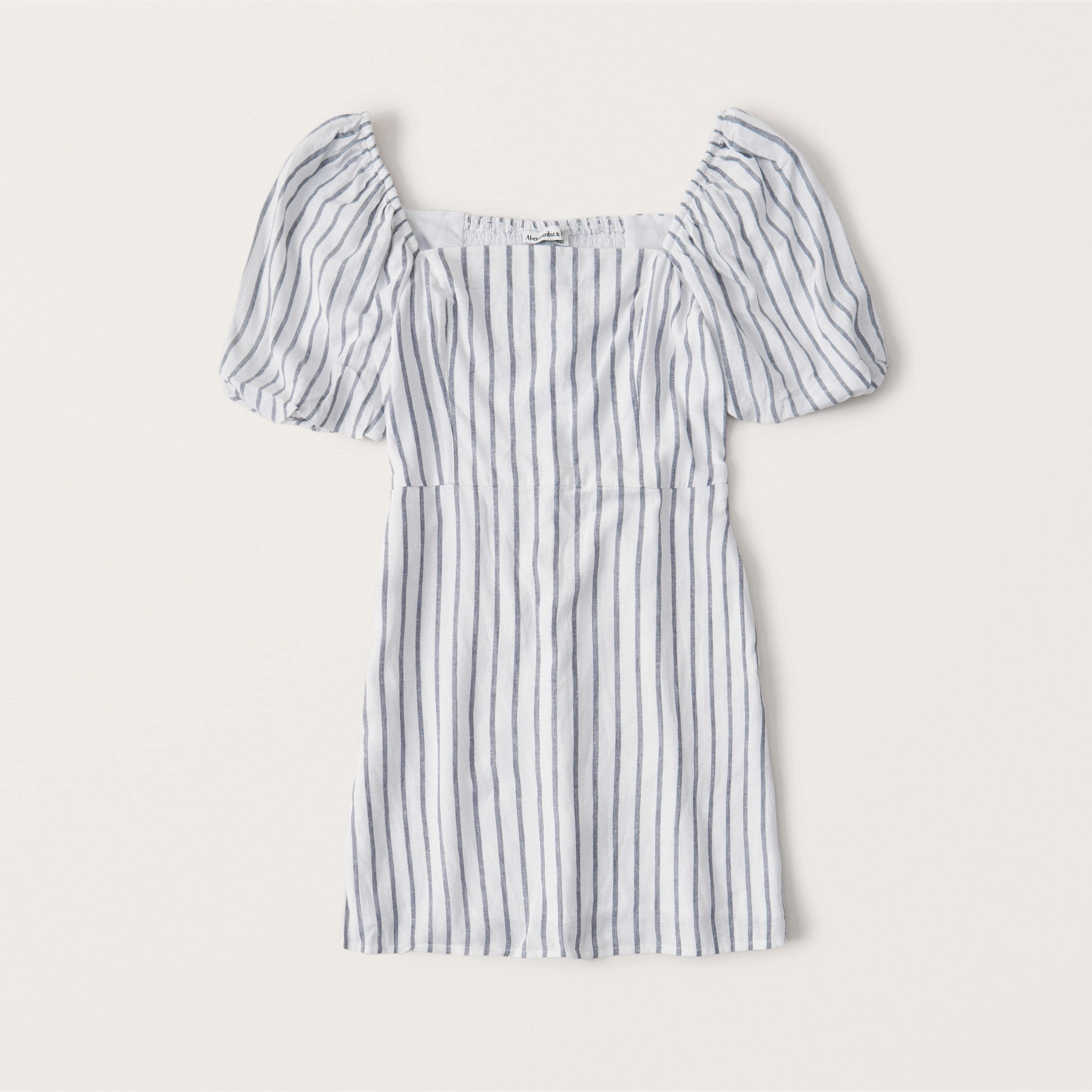 Puff-Sleeve Linen-Blend Mini Dress | Abercrombie & Fitch (US)