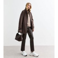 Brown Washed Effect Faux Leather Trousers New Look | New Look (UK)