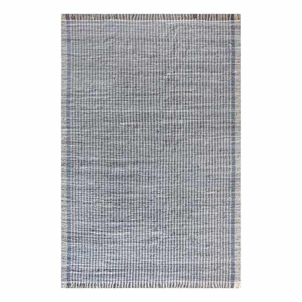 (B952) Blue Handwoven Recycled Denim Area Rug, 8x10 | At Home
