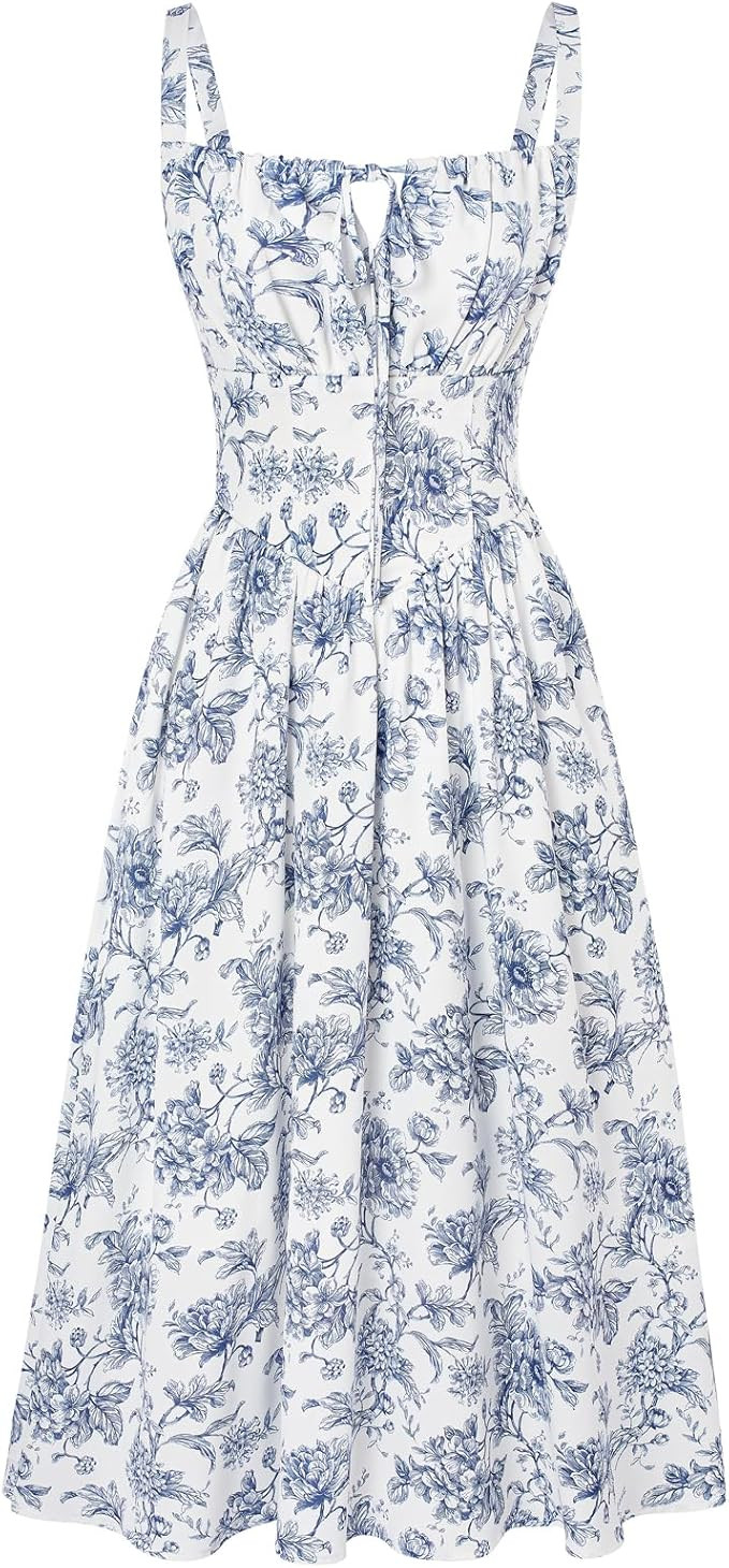 SCARLET DARKNESS Women's Floral Midi Dress Corset Sundresses 2026 Summer Spring Vacation Milkmaid... | Amazon (US)