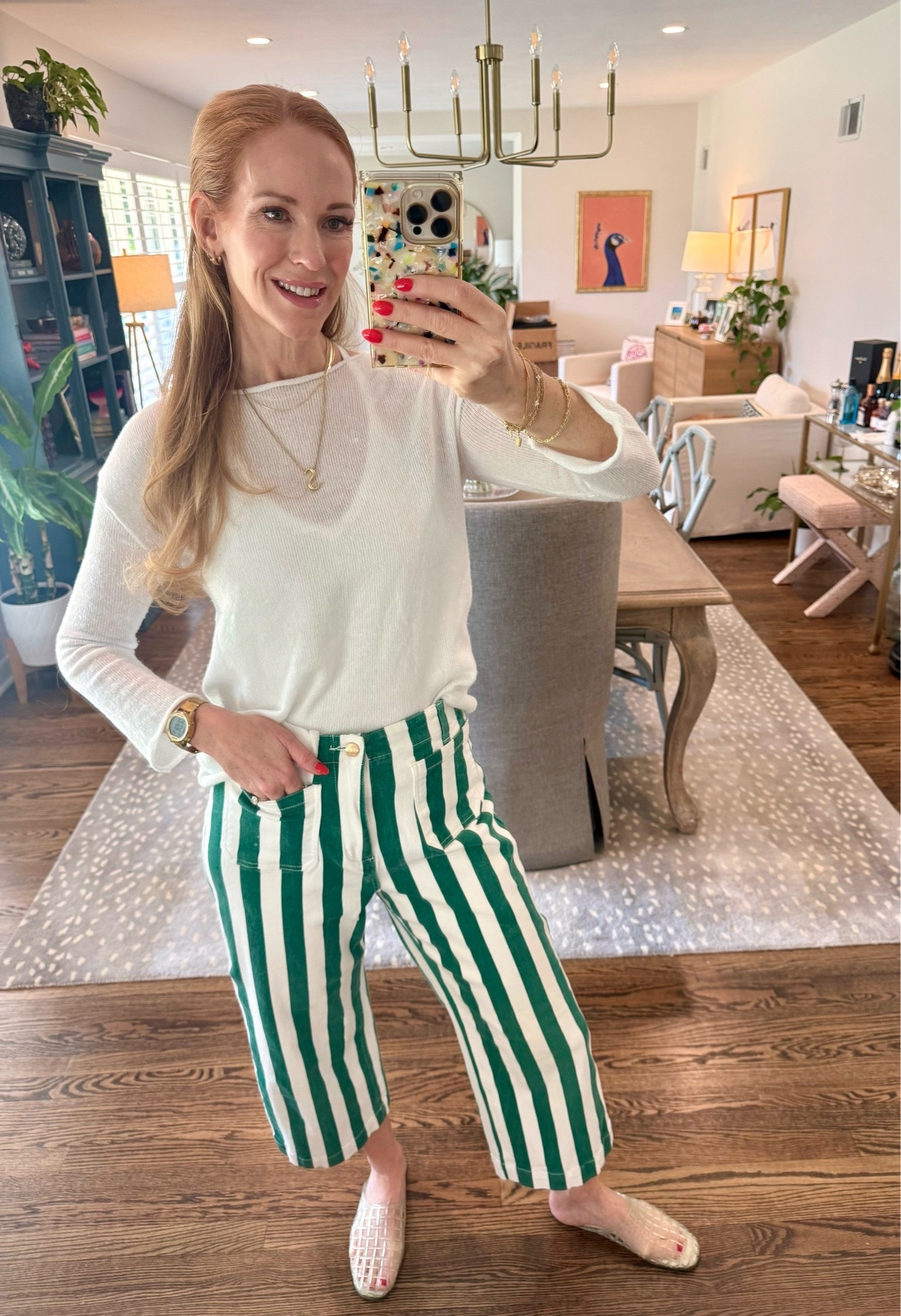 Can’t help but have a good day in cute striped jeans! This whole outfit is Amazon! Size 4 in jeans, S in both tops, size down one in shoes.

#LTKootd #LTKOver40 #LTKSeasonal