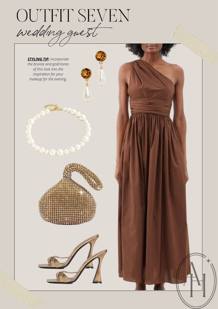 Gorgeous one shoulder dress and bronze accessories perfect for a formal summer wedding! 

#LTKSeasonal #LTKFind #LTKwedding