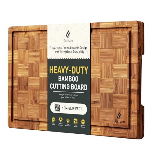 Bamboo Cutting Board Non Slip Heavy Duty Over Sink Wooden Wood Cutting Board for Kitchen Chopping Board Edge Grain Teak Smart Marble Flexible Round Stone Metal | Amazon (US)