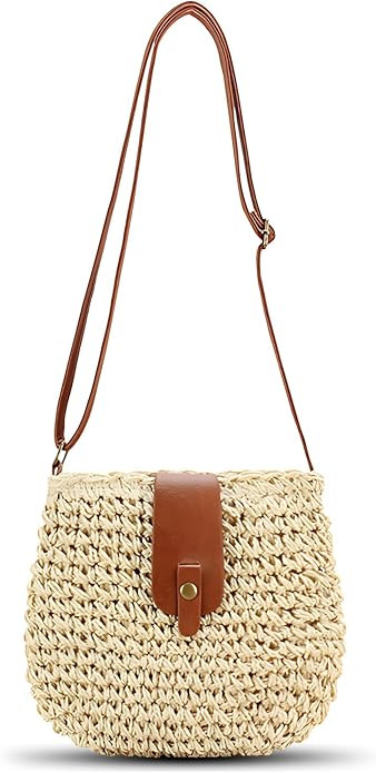 Small Straw Crossbody Bag for Women Boho Handmade Woven Summer Beach Bag Handbags Shoulder Purse ... | Amazon (US)
