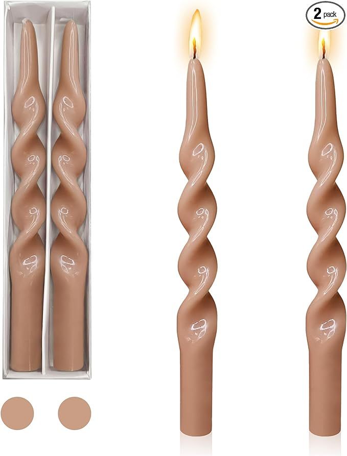 Long Candlesticks Spiral Taper Candle - Gedengni Set of 2 Twisted Candle Long Candle Sticks Brown... | Amazon (US)