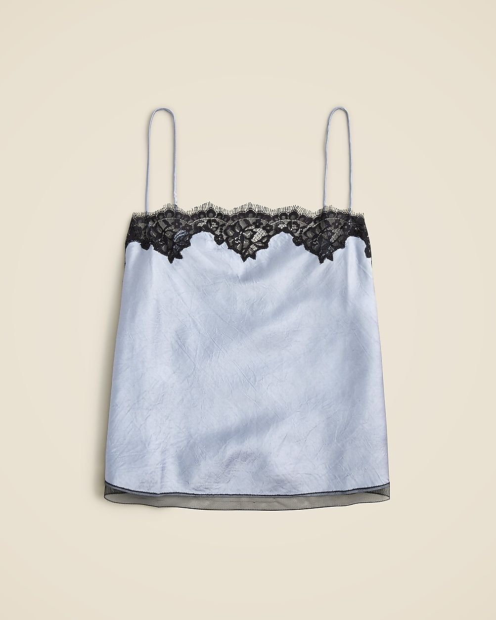 Lace-trim camisole top in textured satin | J. Crew US