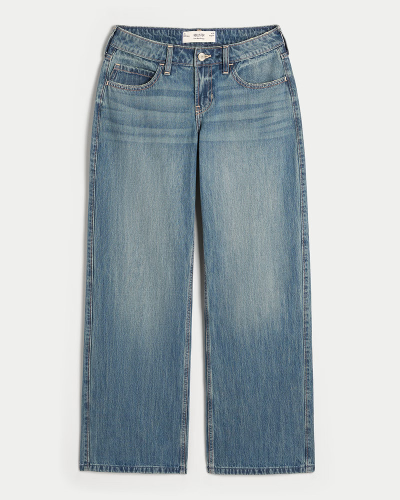 Women's Low-Rise Medium Wash Los Angeles Graphic Baggy Jeans from Hollister | Hollister (US)