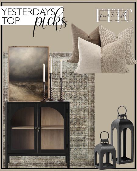 Yesterday’s Top Picks. Follow @farmtotablecreations on Instagram for more inspiration.

Amber Lewis x Loloi Morgan Navy Sand. Easton Forged-Iron Taper Candleholder. Cast Aluminum Outdoor Lantern Candle Holder Black. New Bedford 2 Door Accent Cabinet Black. Moody Dark Tone Abstract Canvas Printed Sign. Brook Pillow Cover Set. 

Use code FARMTOTABLE on artwork  



#LTKhome #LTKfindsunder50 #LTKsalealert