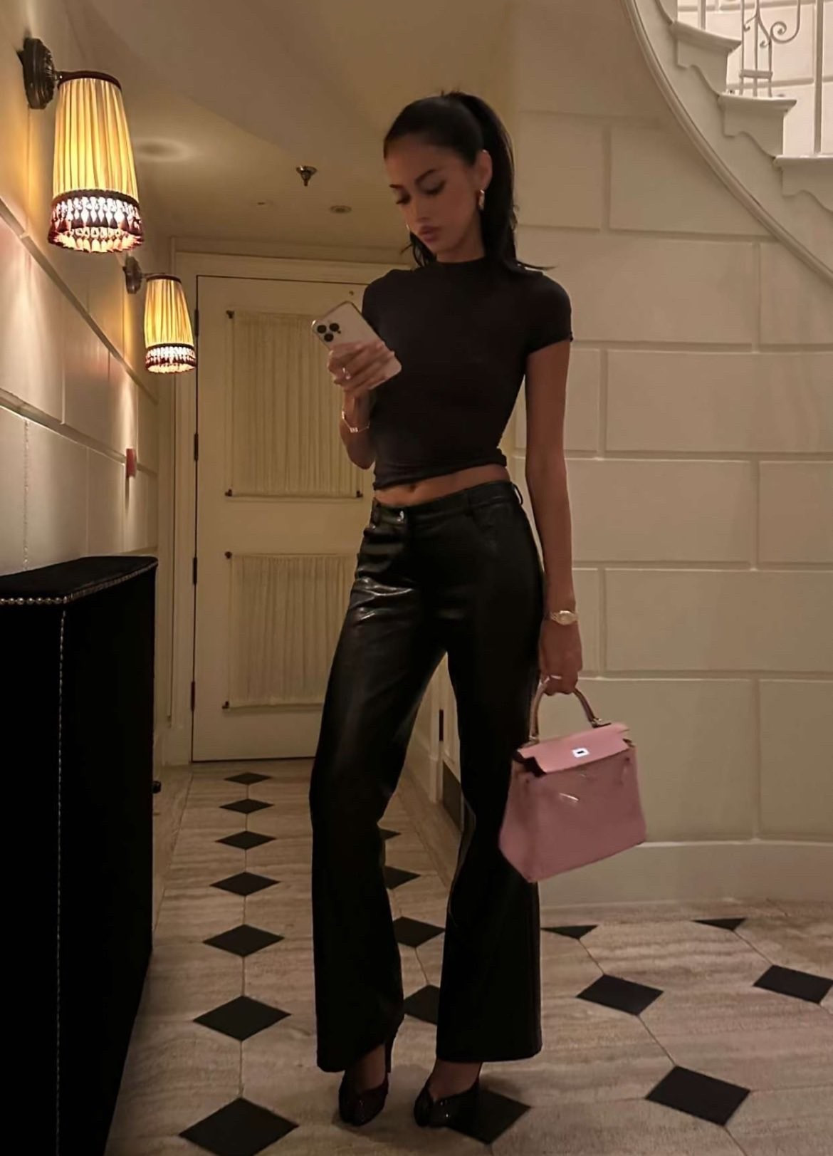 ic in all black 🖤 | Elevate your fall fashion with sleek leather pants, classic layers, and a bold pop of color handbag for that effortlessly edgy vibe. #FallOutfitInspo #AllBlackOutfit #LeatherPantsStyle #PopOfColor #StreetStyleLook #LTKFall #LTKStyle #PinterestOutfitInspo

#LTKFindsUnder50 #LTKParties #LTKSaleAlert