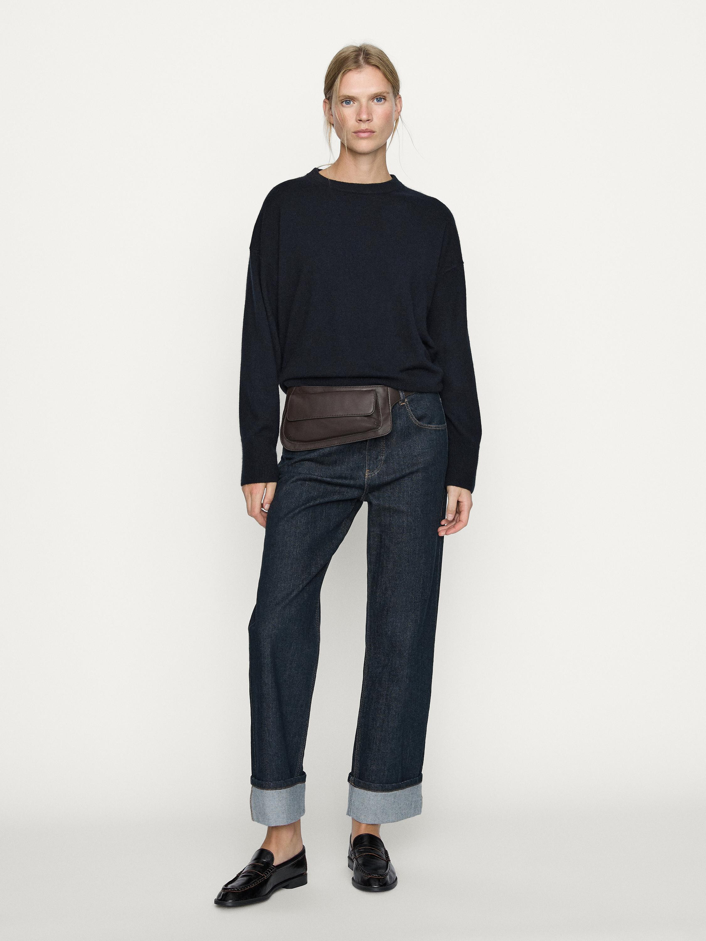 Faded straight-leg high-waist jeans | Massimo Dutti US