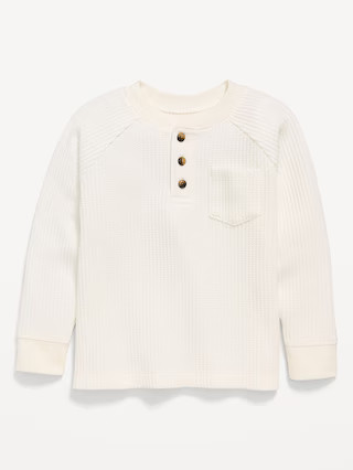 Long-Sleeve Henley Waffle-Knit Pocket T-Shirt for Toddler Boys | Old Navy (US)