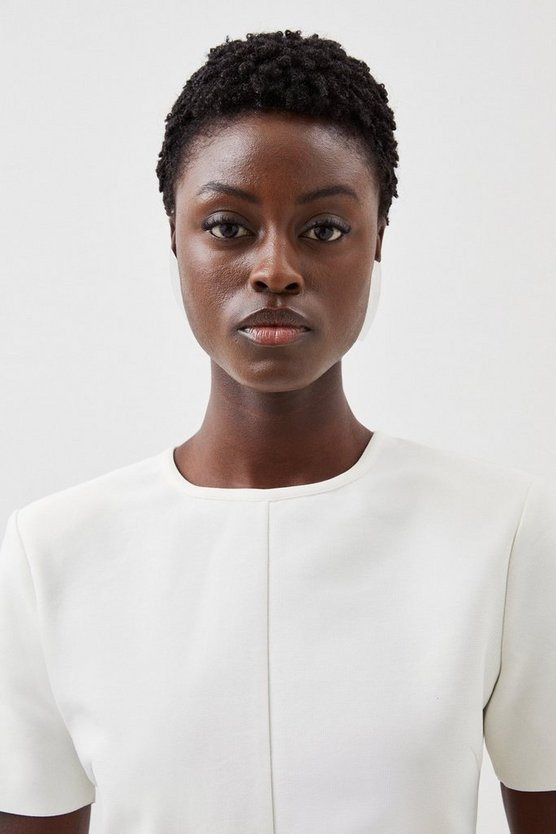 Figure Form Bandage Power Shoulder Knit Tee | Karen Millen UK + IE + DE + NL