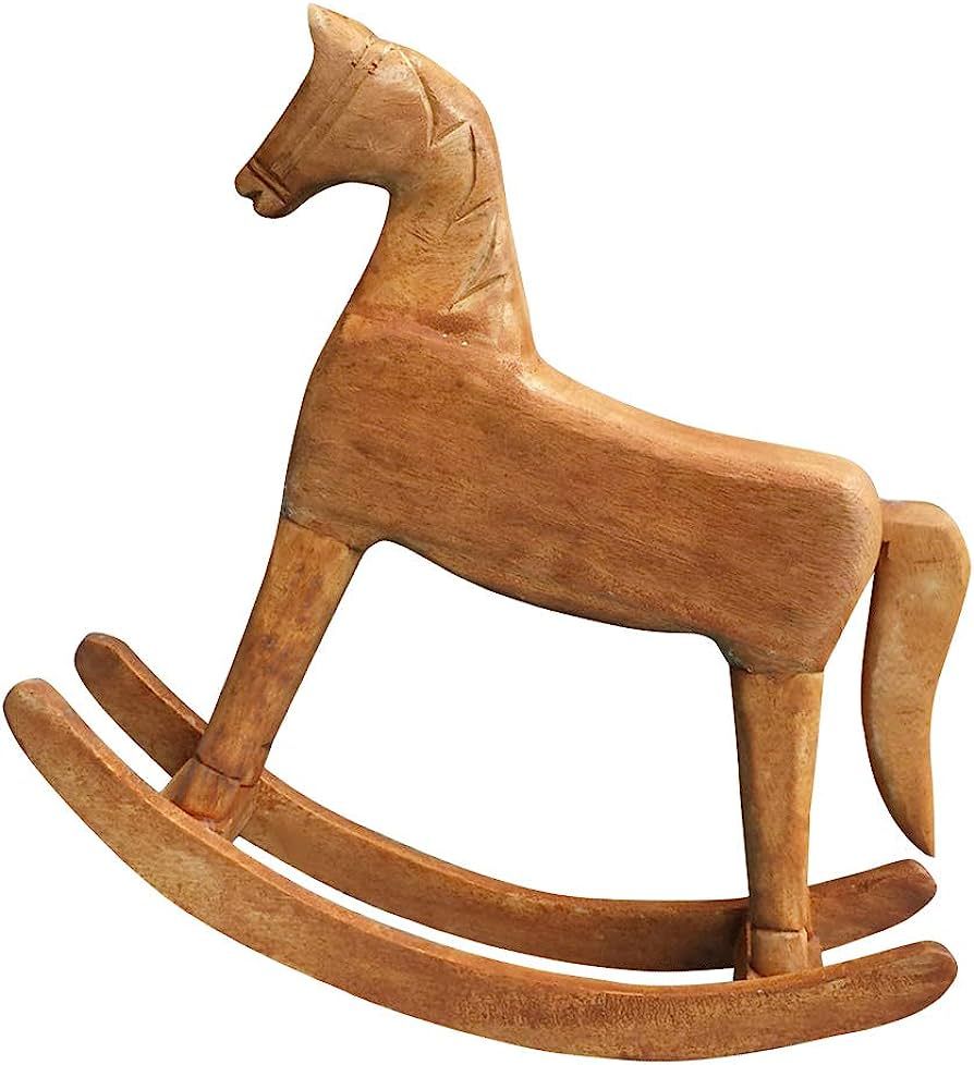 VOSAREA 18x6x18cm Wooden Rocking Horse Table Decoration Craft Home Art Furnishing | Amazon (US)