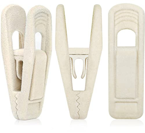 TOFIIGREM Velvet Hanger Clips for Velvet Hangers - 20 PCS Beige Non-Slip Velvet Clip for Skirt Hanger, Strong Flocking Clips Fit for Ivory Velvet Hangers | Amazon (US)
