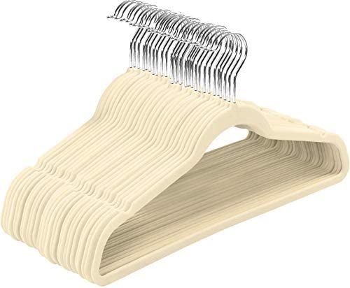 Utopia Home Premium Velvet Hangers 50 Pack - Non-Slip & Durable Clothes Hangers - Ivory Hangers w... | Amazon (US)