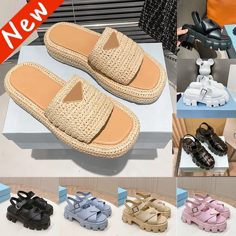 Designer Sandals women crochet Platform Slides padded nappa leather slippers Monolith Roman Foam ... | DHGate