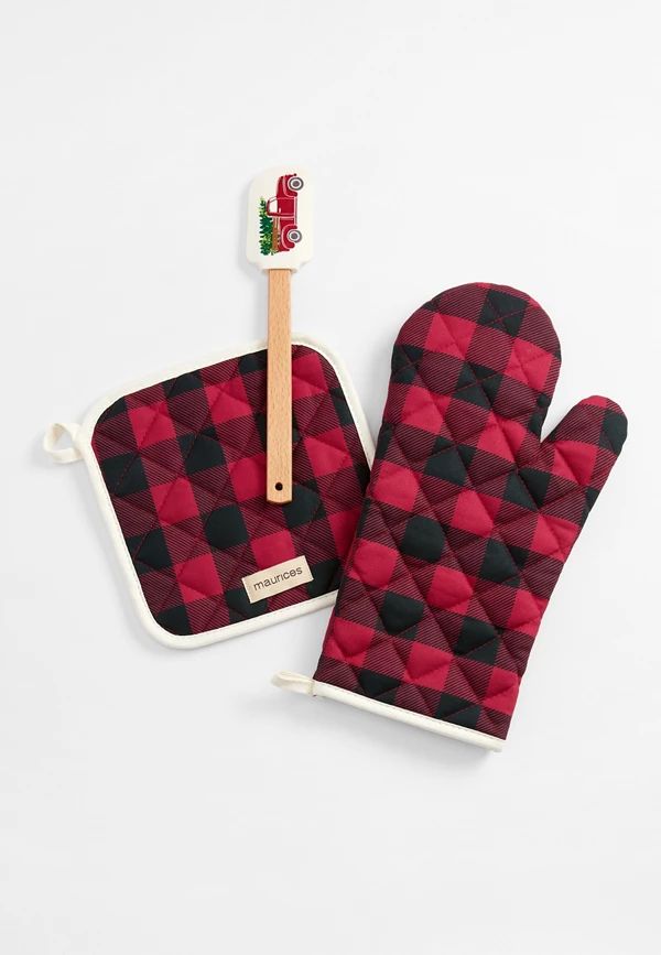 Buffalo Plaid Oven Mitt & Spatula Set | Maurices