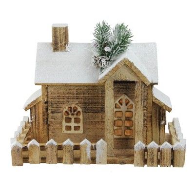 Northlight 12" LED Lighted Snowy Rustic Cabin Christmas Decoration | Target
