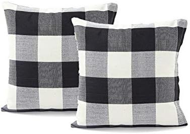 Jiuhong Cotton Linen Throw Pillow Covers Farmhouse Decor Checkers Plaids Square Cushion Case Home... | Amazon (US)