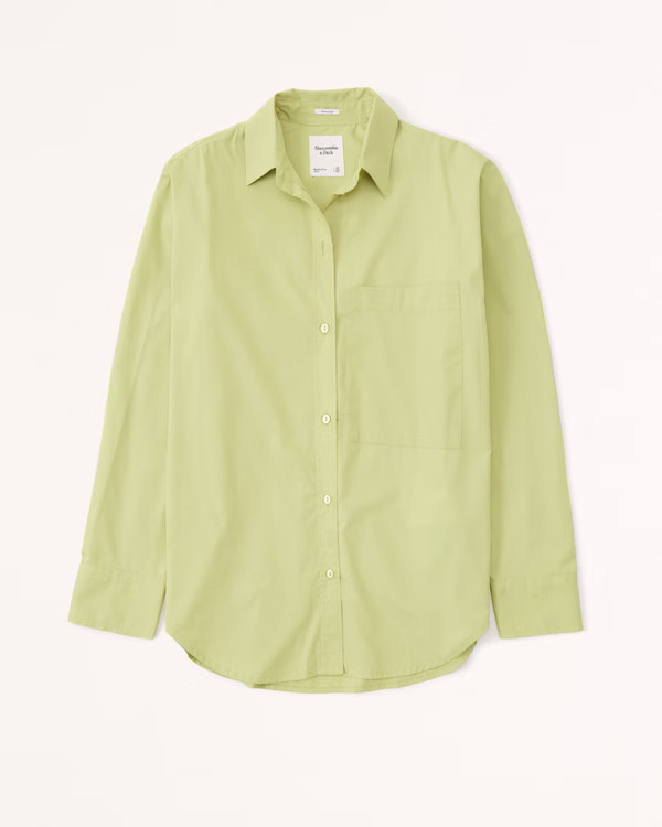 Women's Oversized Poplin Button-Up Shirt | Women's New Arrivals | Abercrombie.com | Abercrombie & Fitch (US)