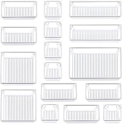 Kootek 16 Pcs Desk Drawer Organizer Set 5-Size Bathroom Drawer Tray Dividers Versatile Storage Bi... | Amazon (US)